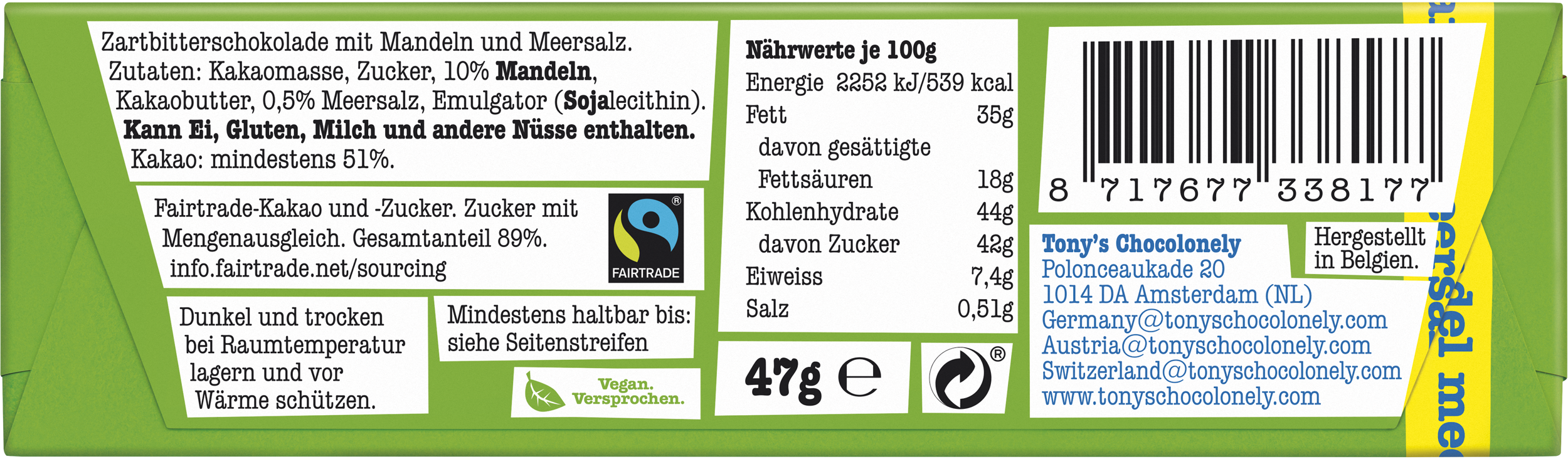 Zartbitterschokolade 51% Mandel Meersalz